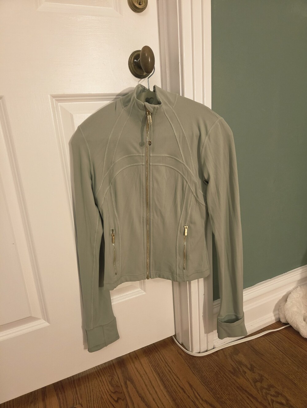 lululemon athletica Sage Green Fitted Zip Jacket with Gold Accents